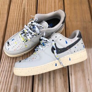 Nike Air Force 1 Low '07 LV8 "Paint Splatter" - Light Bone - Size 8